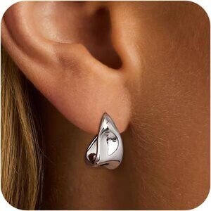 Chunky Gold Square SL Stud Earrings Women 14k Plated Trendy Fashion Jewelry